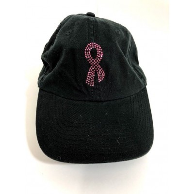 NWT Black & Pink Cotton Breast Cancer Awareness Rhinestone Ribbon Hat   eb-16618531